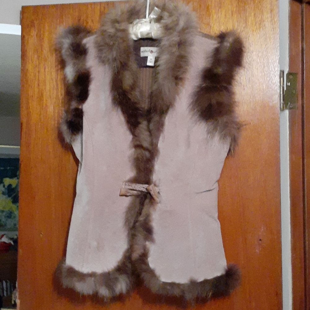 SWEATER VEST of Leather & Fur sz Med